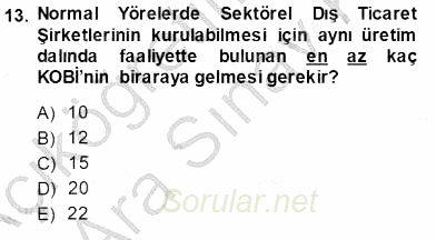 Dış Ticarette Girişimcilik 2013 - 2014 Ara Sınavı 13.Soru