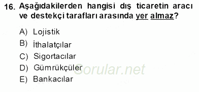 Dış Ticarette Girişimcilik 2013 - 2014 Ara Sınavı 16.Soru