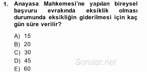 Yargı Örgütü Ve Tebligat Hukuku 2014 - 2015 Dönem Sonu Sınavı 1.Soru