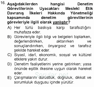 Adalet Meslek Etiği 2012 - 2013 Dönem Sonu Sınavı 16.Soru