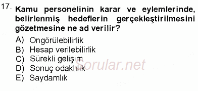 Adalet Meslek Etiği 2012 - 2013 Dönem Sonu Sınavı 17.Soru