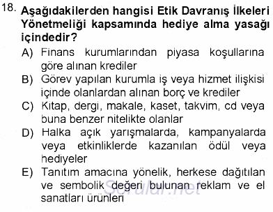 Adalet Meslek Etiği 2012 - 2013 Dönem Sonu Sınavı 18.Soru
