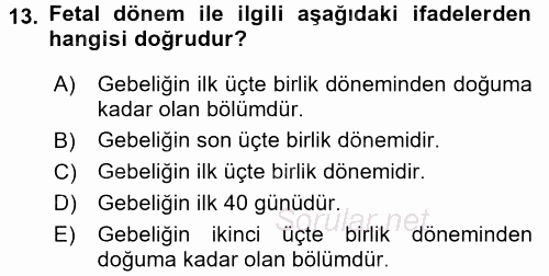 Doğum Bilgisi ve Suni Tohumlama 2015 - 2016 Ara Sınavı 13.Soru