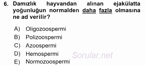 Doğum Bilgisi ve Suni Tohumlama 2015 - 2016 Ara Sınavı 6.Soru