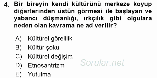 Davranış Bilimlerine Giriş 2016 - 2017 Dönem Sonu Sınavı 4.Soru