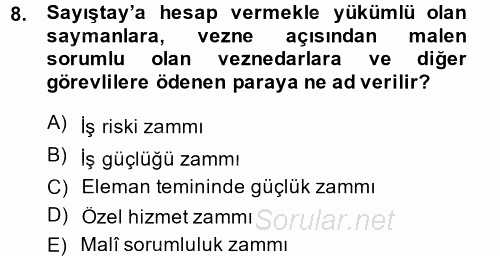 Kamu Personel Hukuku 2014 - 2015 Dönem Sonu Sınavı 8.Soru