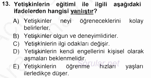İşletmelerde Eğitim ve Geliştirme 2012 - 2013 Ara Sınavı 13.Soru