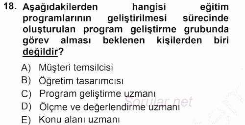 İşletmelerde Eğitim ve Geliştirme 2012 - 2013 Ara Sınavı 18.Soru