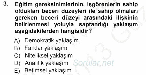 İşletmelerde Eğitim ve Geliştirme 2012 - 2013 Ara Sınavı 3.Soru
