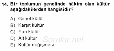 Küreselleşme ve Kültürlerarası İletişim 2014 - 2015 Dönem Sonu Sınavı 14.Soru