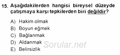 Küreselleşme ve Kültürlerarası İletişim 2014 - 2015 Dönem Sonu Sınavı 15.Soru