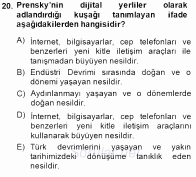 Küreselleşme ve Kültürlerarası İletişim 2014 - 2015 Dönem Sonu Sınavı 20.Soru