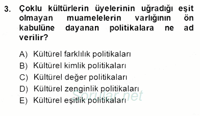 Küreselleşme ve Kültürlerarası İletişim 2014 - 2015 Dönem Sonu Sınavı 3.Soru