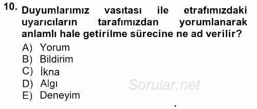 Halkla İlişkiler Ve İletişim 2014 - 2015 Tek Ders Sınavı 10.Soru