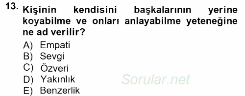 Halkla İlişkiler Ve İletişim 2014 - 2015 Tek Ders Sınavı 13.Soru