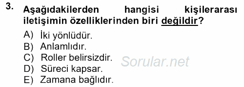 Halkla İlişkiler Ve İletişim 2014 - 2015 Tek Ders Sınavı 3.Soru