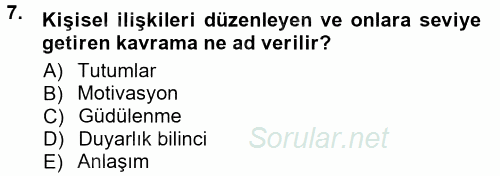 Halkla İlişkiler Ve İletişim 2014 - 2015 Tek Ders Sınavı 7.Soru