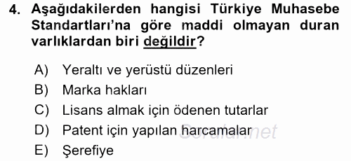 Envanter ve Bilanço 2016 - 2017 Dönem Sonu Sınavı 4.Soru