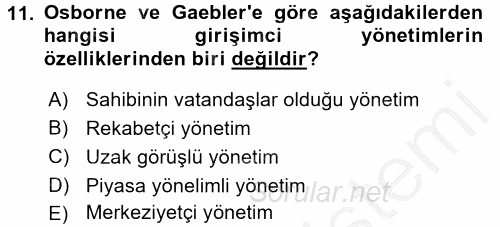 Kamu Yönetimi 2016 - 2017 Ara Sınavı 11.Soru