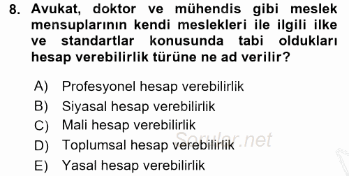 Kamu Yönetimi 2016 - 2017 Ara Sınavı 8.Soru