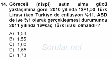 Ekonomik Analiz 2012 - 2013 Dönem Sonu Sınavı 14.Soru