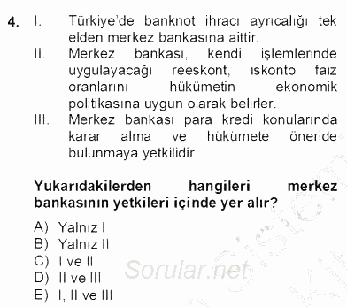 Ekonomik Analiz 2012 - 2013 Dönem Sonu Sınavı 4.Soru