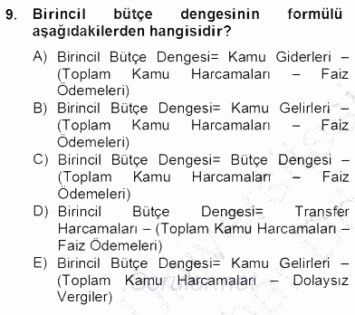 Ekonomik Analiz 2012 - 2013 Dönem Sonu Sınavı 9.Soru