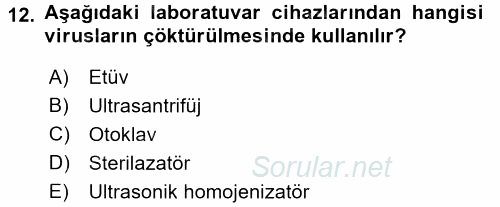 Viroloji 2017 - 2018 Dönem Sonu Sınavı 12.Soru