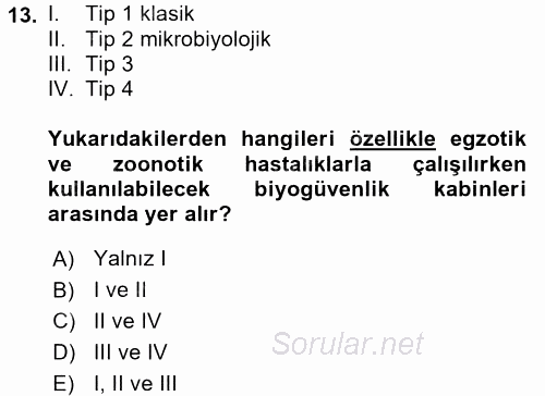 Viroloji 2017 - 2018 Dönem Sonu Sınavı 13.Soru