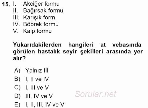 Viroloji 2017 - 2018 Dönem Sonu Sınavı 15.Soru