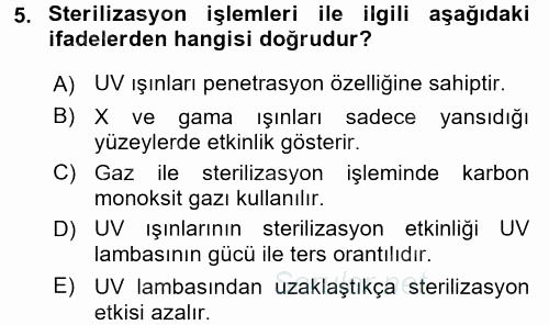Viroloji 2017 - 2018 Dönem Sonu Sınavı 5.Soru