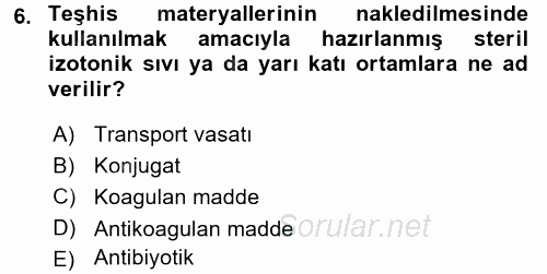 Viroloji 2017 - 2018 Dönem Sonu Sınavı 6.Soru