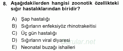 Viroloji 2017 - 2018 Dönem Sonu Sınavı 8.Soru