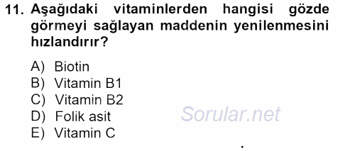 Temel Veteriner Biyokimya 2013 - 2014 Tek Ders Sınavı 11.Soru