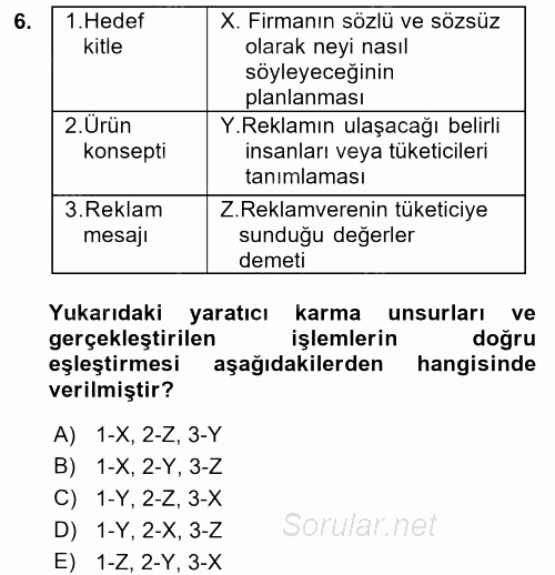 Medya Planlama 2017 - 2018 Dönem Sonu Sınavı 6.Soru