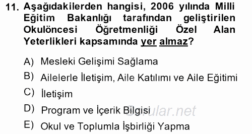 Özel Öğretim Yöntemleri 1 2014 - 2015 Dönem Sonu Sınavı 11.Soru