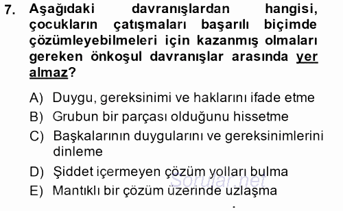 Özel Öğretim Yöntemleri 1 2014 - 2015 Dönem Sonu Sınavı 7.Soru