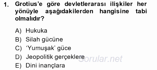 Diplomasi Tarihi 2013 - 2014 Dönem Sonu Sınavı 1.Soru