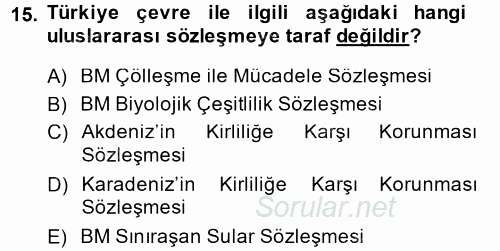 Diplomasi Tarihi 2013 - 2014 Dönem Sonu Sınavı 15.Soru