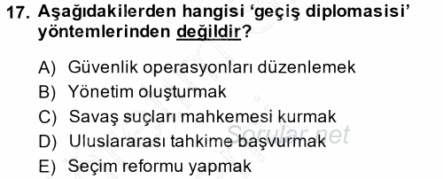Diplomasi Tarihi 2013 - 2014 Dönem Sonu Sınavı 17.Soru