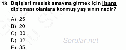 Diplomasi Tarihi 2013 - 2014 Dönem Sonu Sınavı 18.Soru