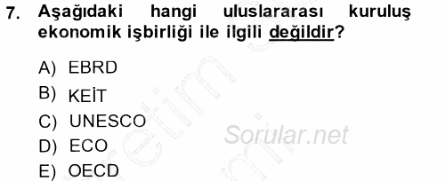 Diplomasi Tarihi 2013 - 2014 Dönem Sonu Sınavı 7.Soru