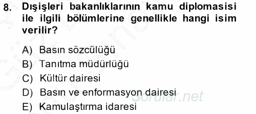Diplomasi Tarihi 2013 - 2014 Dönem Sonu Sınavı 8.Soru
