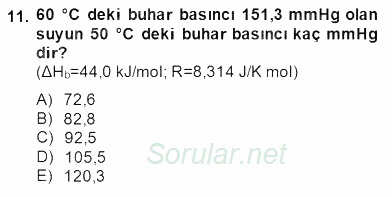 Genel Kimya 2 2014 - 2015 Ara Sınavı 11.Soru