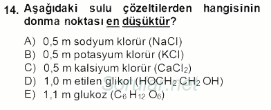 Genel Kimya 2 2014 - 2015 Ara Sınavı 14.Soru