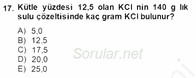 Genel Kimya 2 2014 - 2015 Ara Sınavı 17.Soru