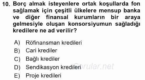 Devlet Borçları 2016 - 2017 Dönem Sonu Sınavı 10.Soru