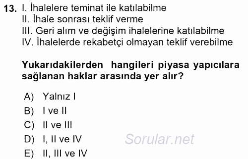 Devlet Borçları 2016 - 2017 Dönem Sonu Sınavı 13.Soru