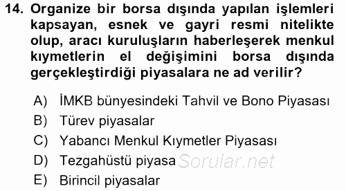 Devlet Borçları 2016 - 2017 Dönem Sonu Sınavı 14.Soru