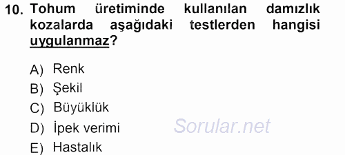 Hayvan Yetiştirme 2012 - 2013 Dönem Sonu Sınavı 10.Soru